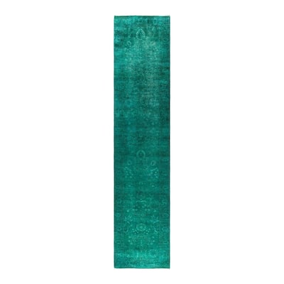 Contemporary Overdyed Wool Hand Knotted Runner - 2' 7" x 11' 8"