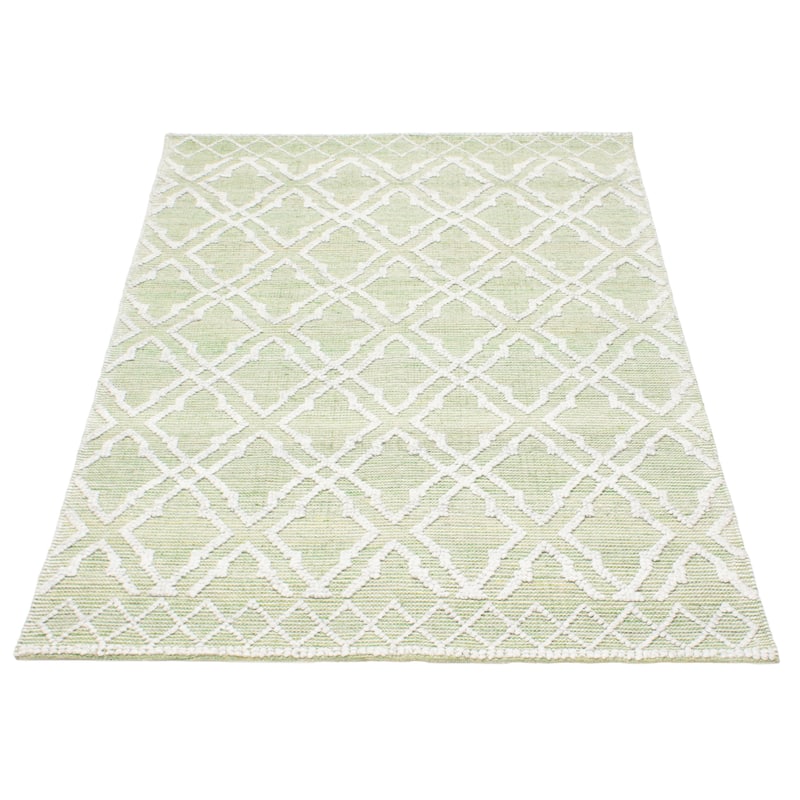 ECARPETGALLERY Braid weave Sienna Green Wool Rug - 5'2 x 8'0