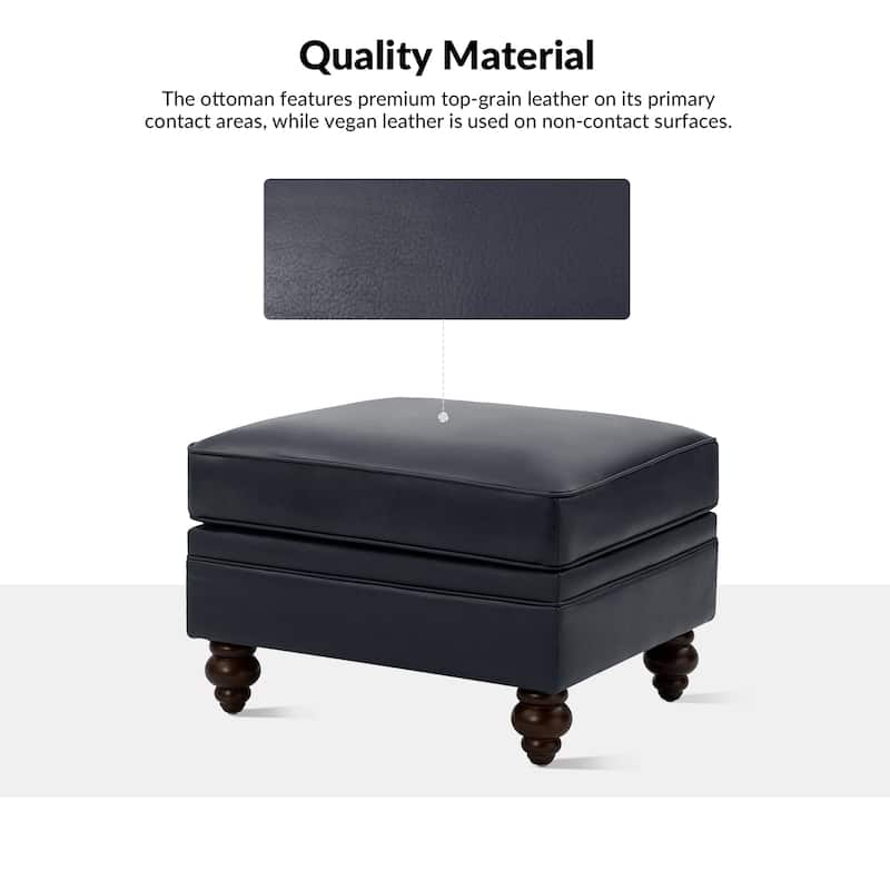 Irene Contemporary Genuine Leather Water Resistant Ottoman by HULALA HOME