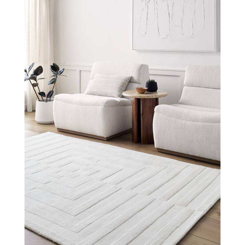 Livabliss Mystique Modern & Contemporary Geometric Area Rug - Cream - 5' x 7' 6"