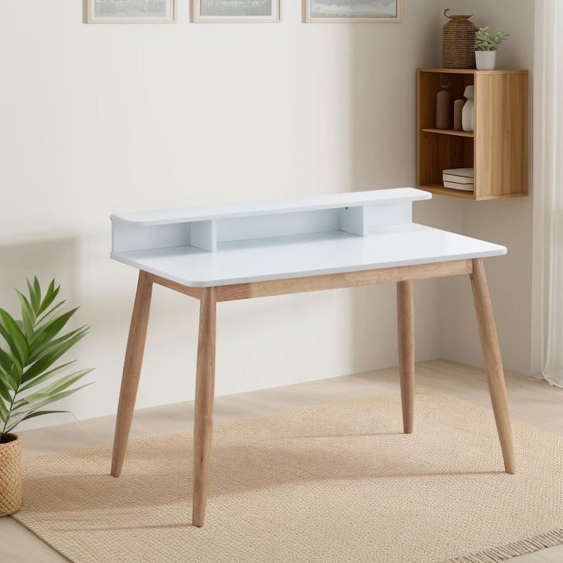 Roskilde Mid-Century Modern Wood Writing Desk with Hutch