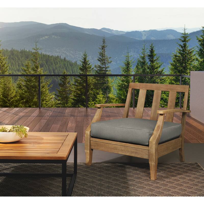 Sorra Home Sunbrella Outdoor Knife Edge Deep Seating Cushion - 25 in W x 25 in D x 5 in H - Charcoal