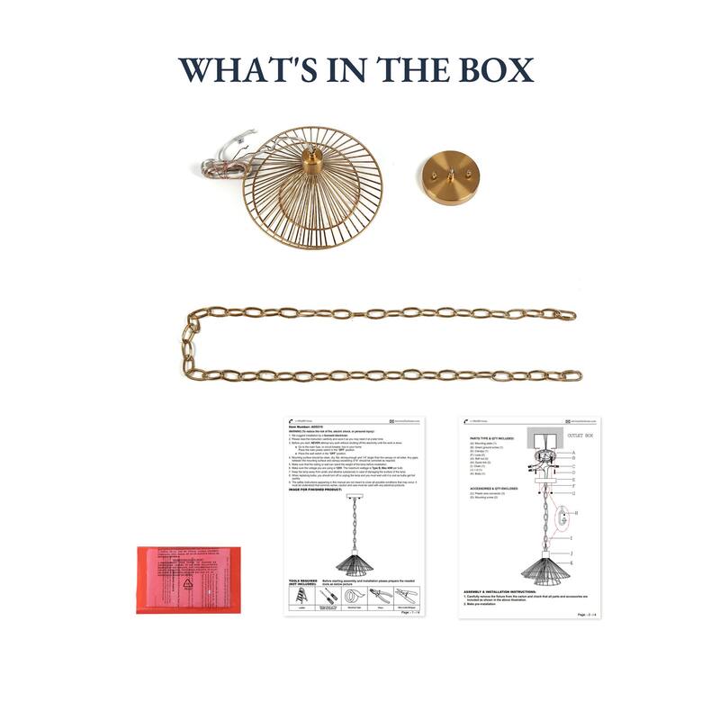 Modern Farmhouse 1-Light Pendant Light for Kitchen Island Dining Room - Gold