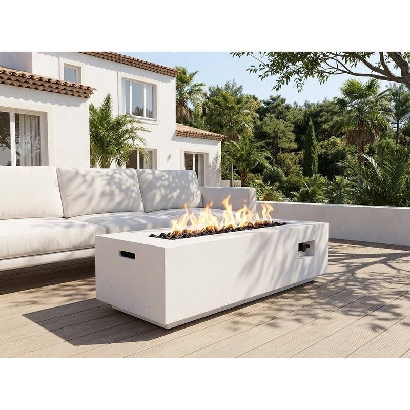 Aidan Outdoor 40,000 BTU Lightweight Concrete Rectangular Fire Pit (No Tank Holder) by Christopher Knight Home