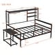 preview thumbnail 12 of 34, Metal Daybed with Movable Desk, Metal Slat Support Bed Frame Metal Grid, Shelves and Clothes Hanger