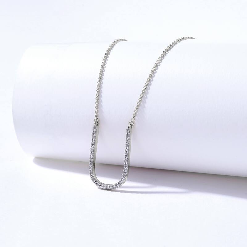 1/20ct TDW Diamond Classic Initial Pendant Necklace in Silver for Women