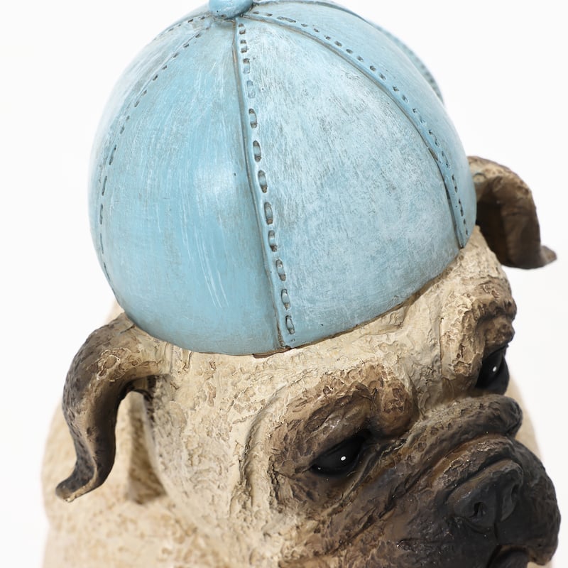 Baseball Fan Puppy Dog with Skateboard Sculpture Resin Statue, Indoor and Outdoor