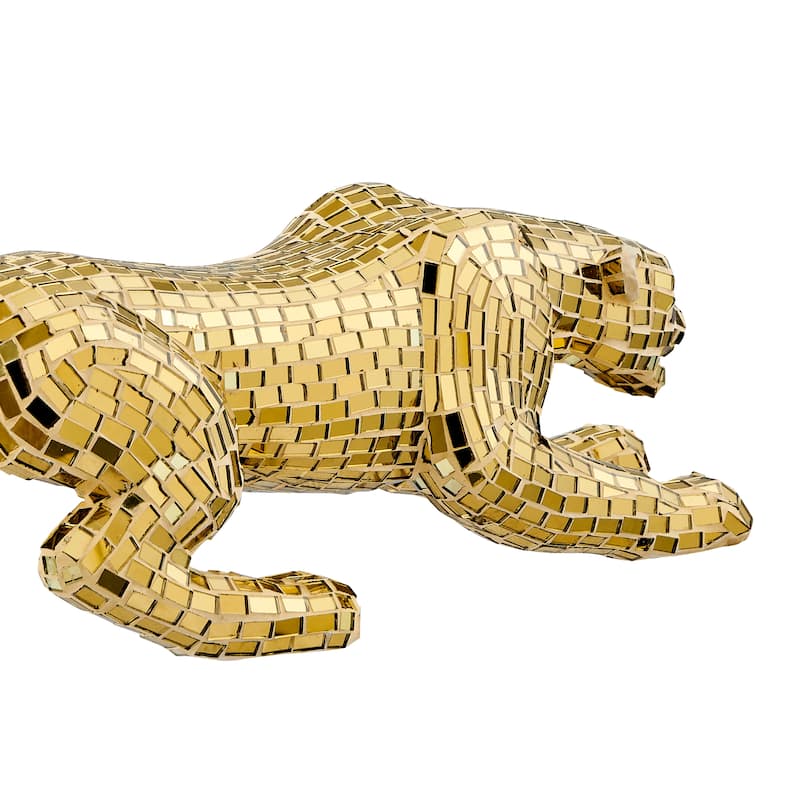 Sitting Panther Resin Sculpture - N/A