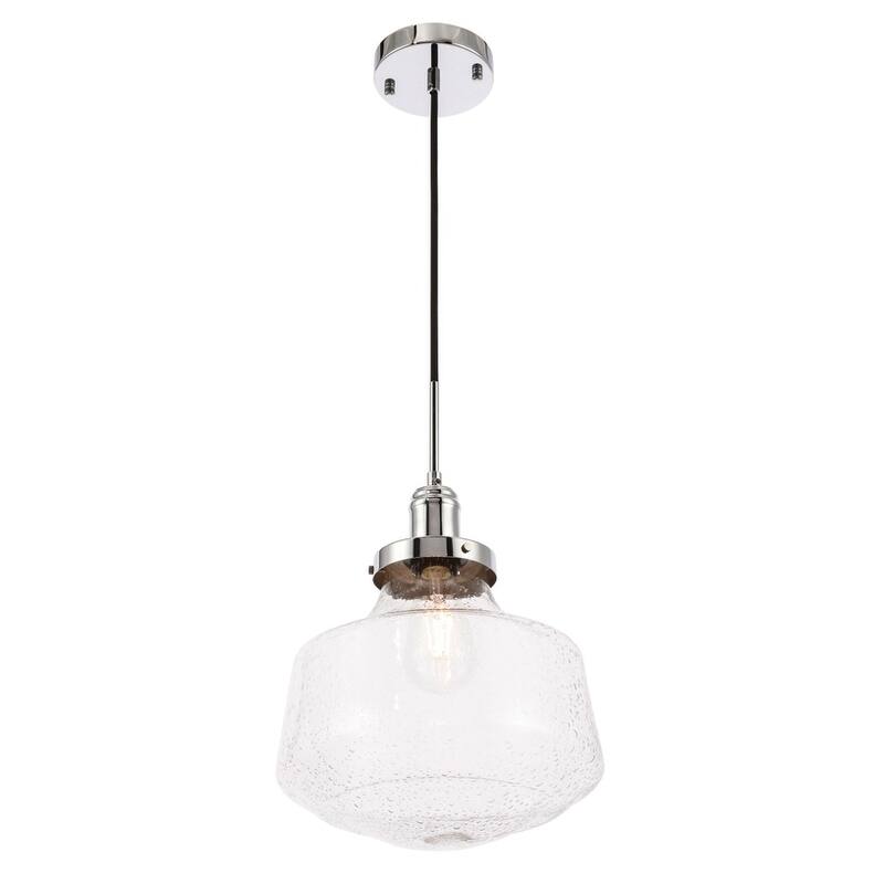 Klyli 11-inch 1-light Clear Seeded Glass Hanging Pendant