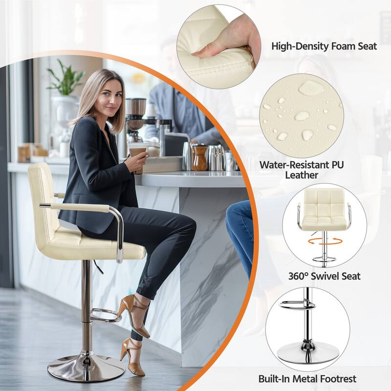 Yaheetech Bar Stools with 360-Degree Swivel and Adjustable Height- Set of 2