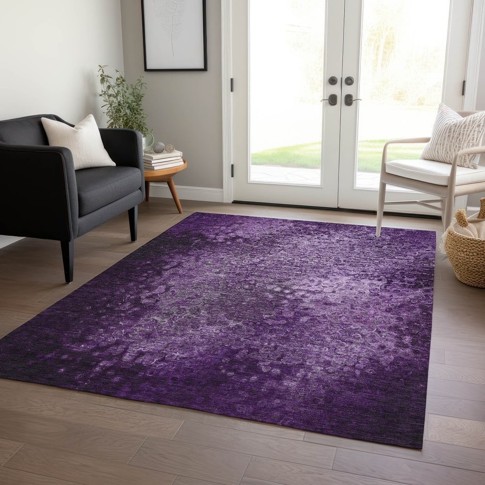 Machine Washable Indoor/ Outdoor Abstract Solid Chantille Rug