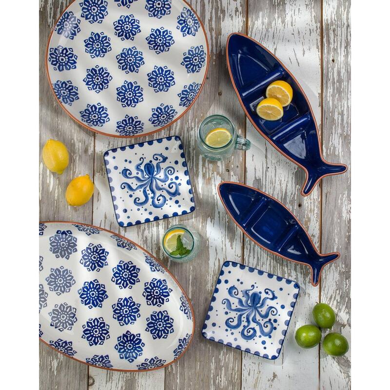 Euro Ceramica Pescador 15" Round Serving Platter