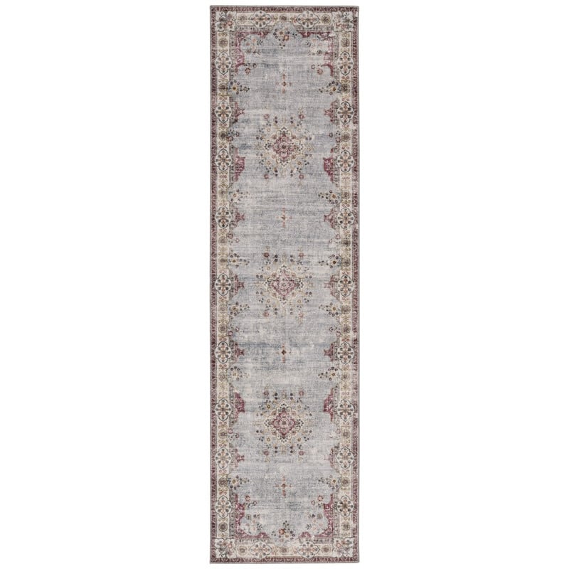 Lennox Stain-Resistant Machine Washable Pastel Blue and Ivory Rug - 2' x 8'