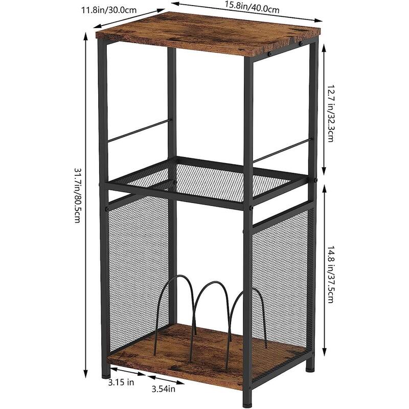 3 Tier Vinyl Record Stand with Storage Turntable Stand with Shelf Black