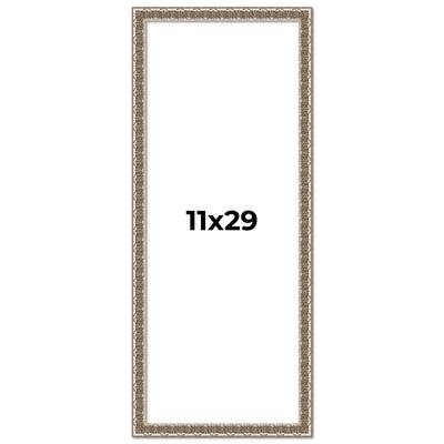 11x29 Frame Silver Versailles Ornate Solid Wood Picture Frame | 1 Inch