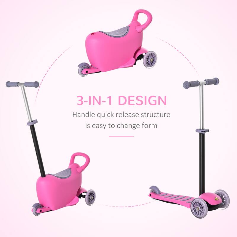 Kids 3-Wheel Scooter with Seat, Adjustable Handle, and Rear Brake for Safe Play