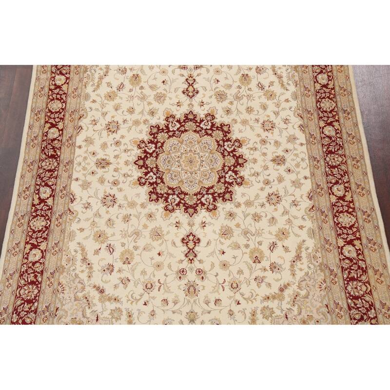 Vegetable Dye Tabriz Oriental Floral Area Rug Hand-knotted Wool Carpet - 6'4" x 10'6"