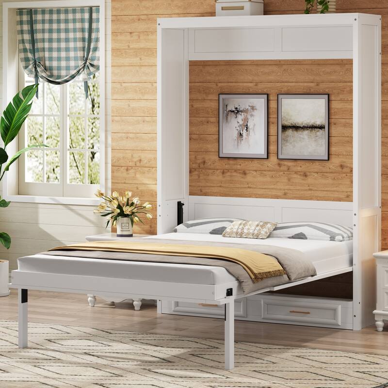 Full Size Murphy Bed with 2 Storage Drawers by Harper&Bright Designs