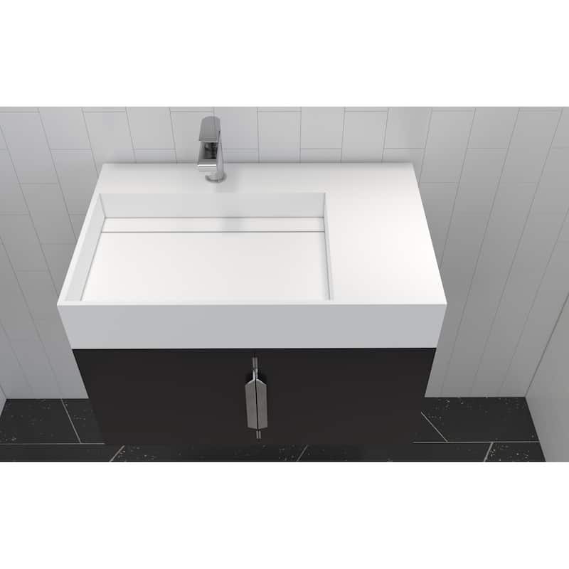 Amazon 30" Wall Mounted Bathroom Left Basin Vanity Set w/ White Top