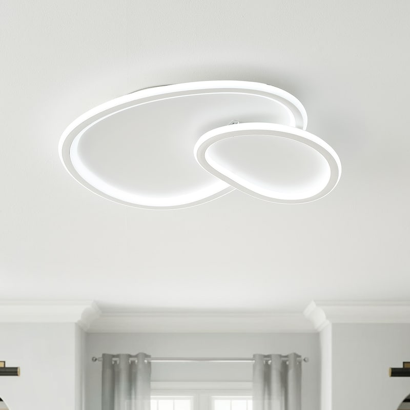 2-Lights Modern Dimmable Cloud Shape LED Flush Mount Lighting - 18.9"D×17.3"W×2.6"H - White - 18.9"D×17.3"W×2.6"H