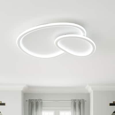 2-Lights Modern Dimmable Cloud Shape LED Flush Mount Lighting - 18.9"D×17.3"W×2.6"H