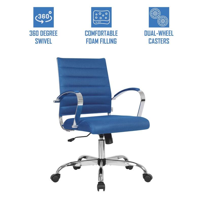 Benmar Ergonomic Mesh Office Chair with Adjustable Height, Tilt, Swivel, Stainless Steel Frame, Lumbar Support & Smooth Casters