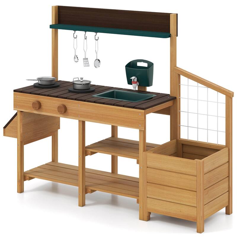 Costway Play Kitchen for Kids Wooden Toy Kitchen Playset with - See Details