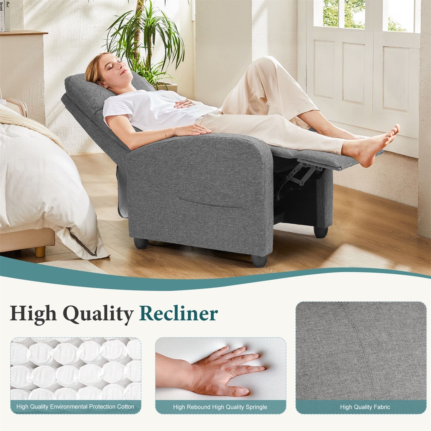 Massage Reclining Chair for Living Room, PU Leather Home Theater Seating with Lumbar Support