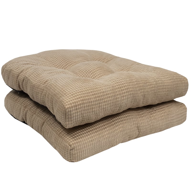 Sweet Home Collection Fluffy Memory Foam Tufted Chair Cushion Non Slip Microdot Rubber Back