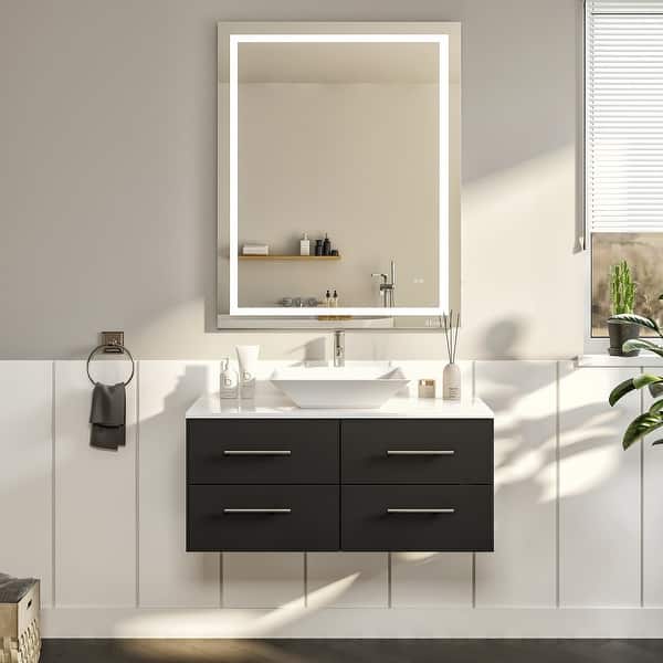 Totti Wave 24 in. W x 21 in. D x 22 in. H Bathroom Vanity in Espresso with White Glassos Top with White Sink