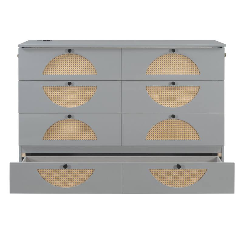 Modern Murphy Bed with Drawer, USB Ports, and Outlets