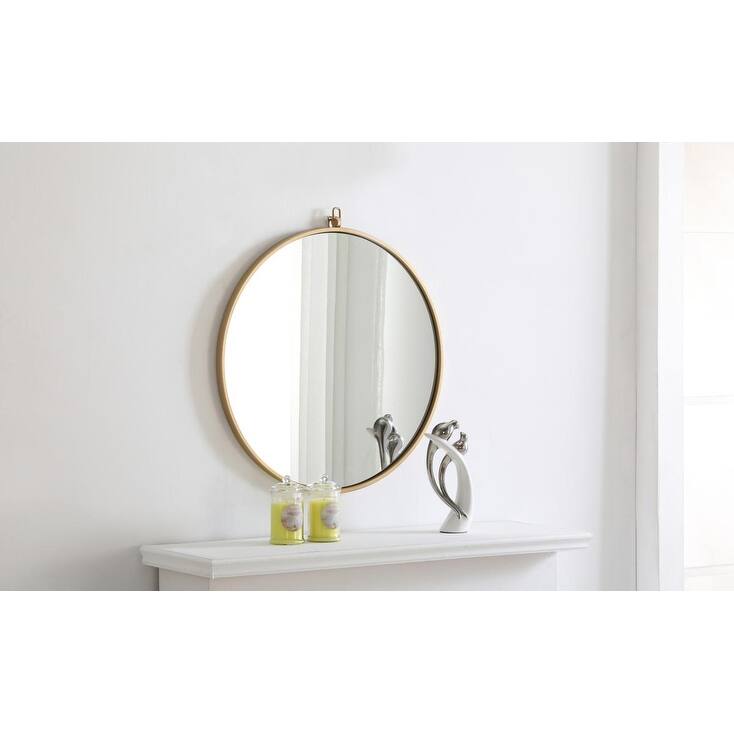 Carson Carrington Labbemala Metal Framed Round Wall Mirror - 24" Diameter - Brass