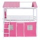preview thumbnail 25 of 36, Full Size Bunk Wood House Bed with Elegant Windows, Sills and Tent