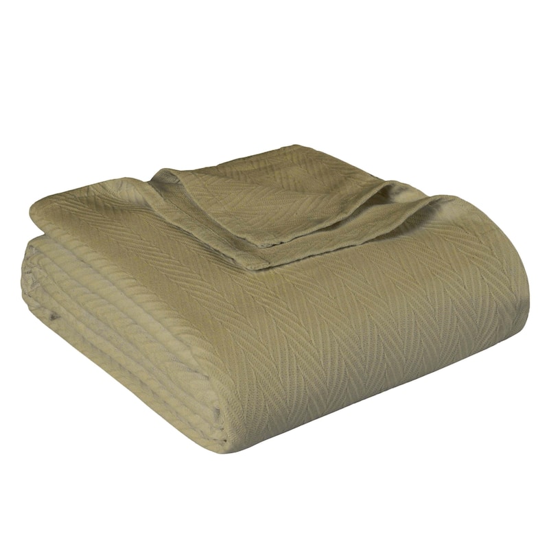 HomeRoots Queen Sage Cotton Woven Chevron Blanket