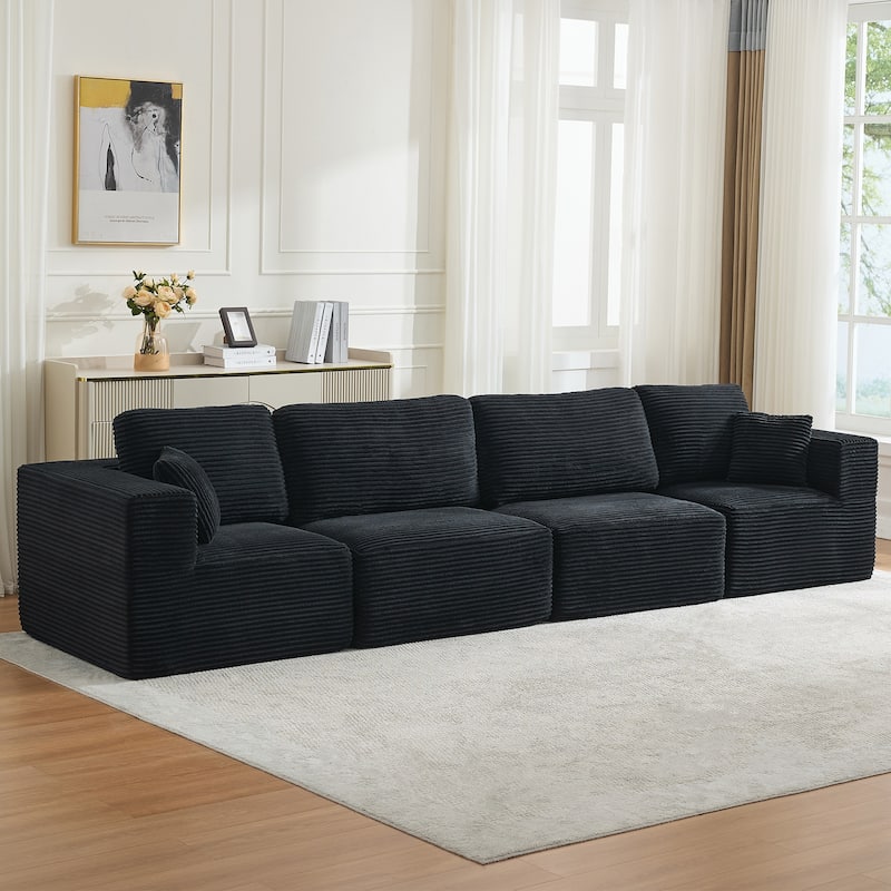 Couch Modular Sectional Sofa with Plush Corduroy No Assembly Required