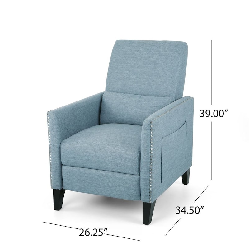 Contemporary Recliner Chair with Push Back Mechanism in Fabric by Christopher Knight Home