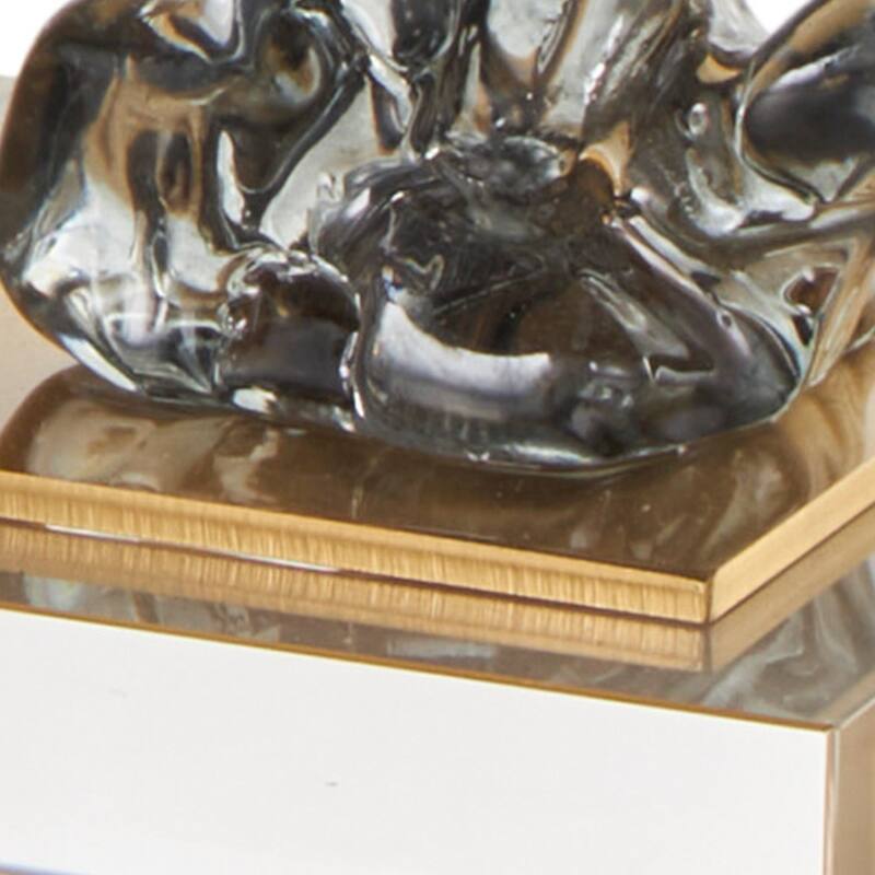 Clear Glass Handmade Freeform Decorative Bookends with Clear Gold Supports (Set of 2)