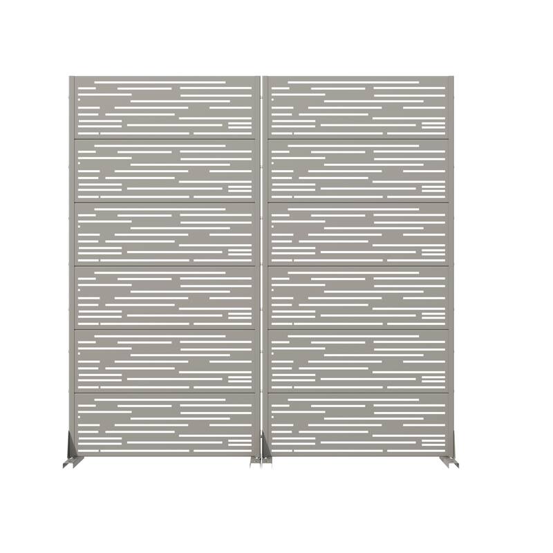 Outdoor Privacy Screen with Stand for Patio Garden Metal Fence Set of 2