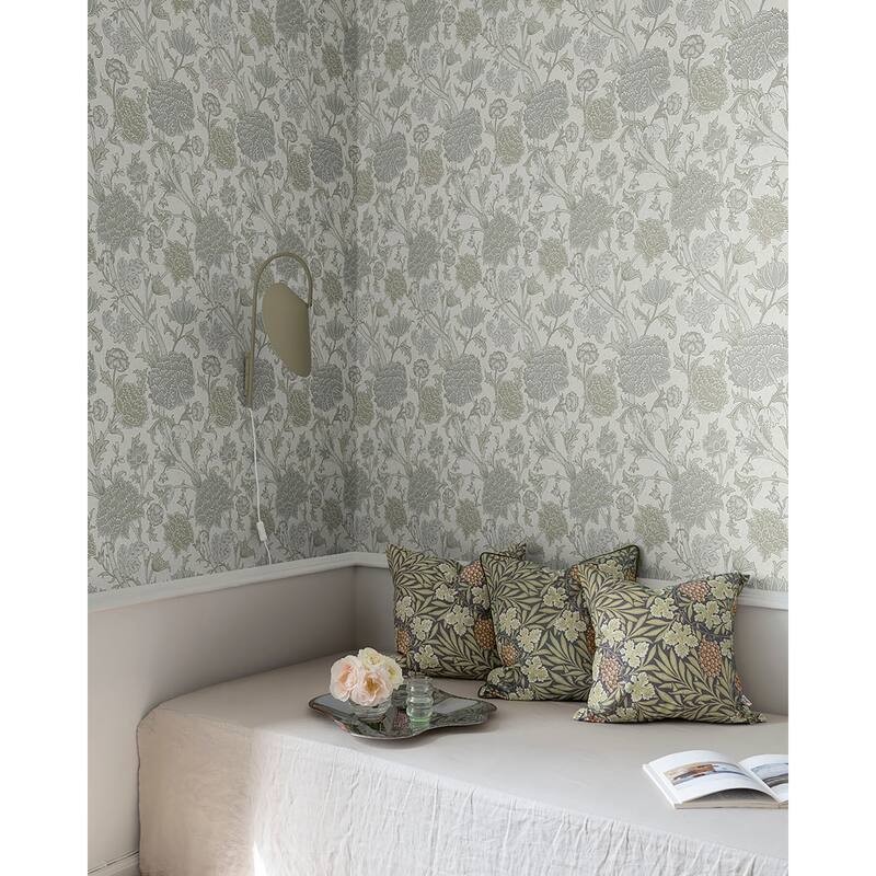 A-Street Prints Cray Light Green Floral Trail Wallpaper