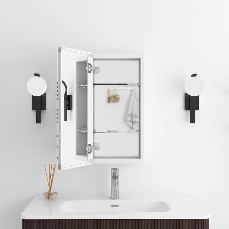 Rectangular Aluminum Medicine Cabinet with Mirror