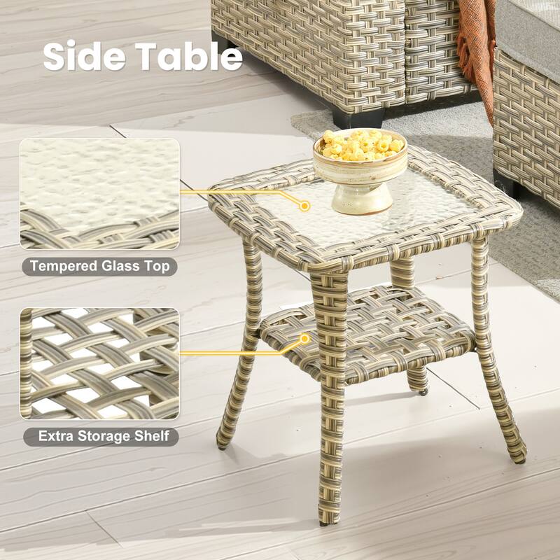 XIZZI 9-Piece Outdoor Patio Furniture Swivel Chair Set with Fire Pit