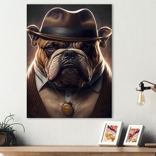 Designart 'Mafia English Bulldog II' Animals Dog Bulldog Gangster Mafia ...