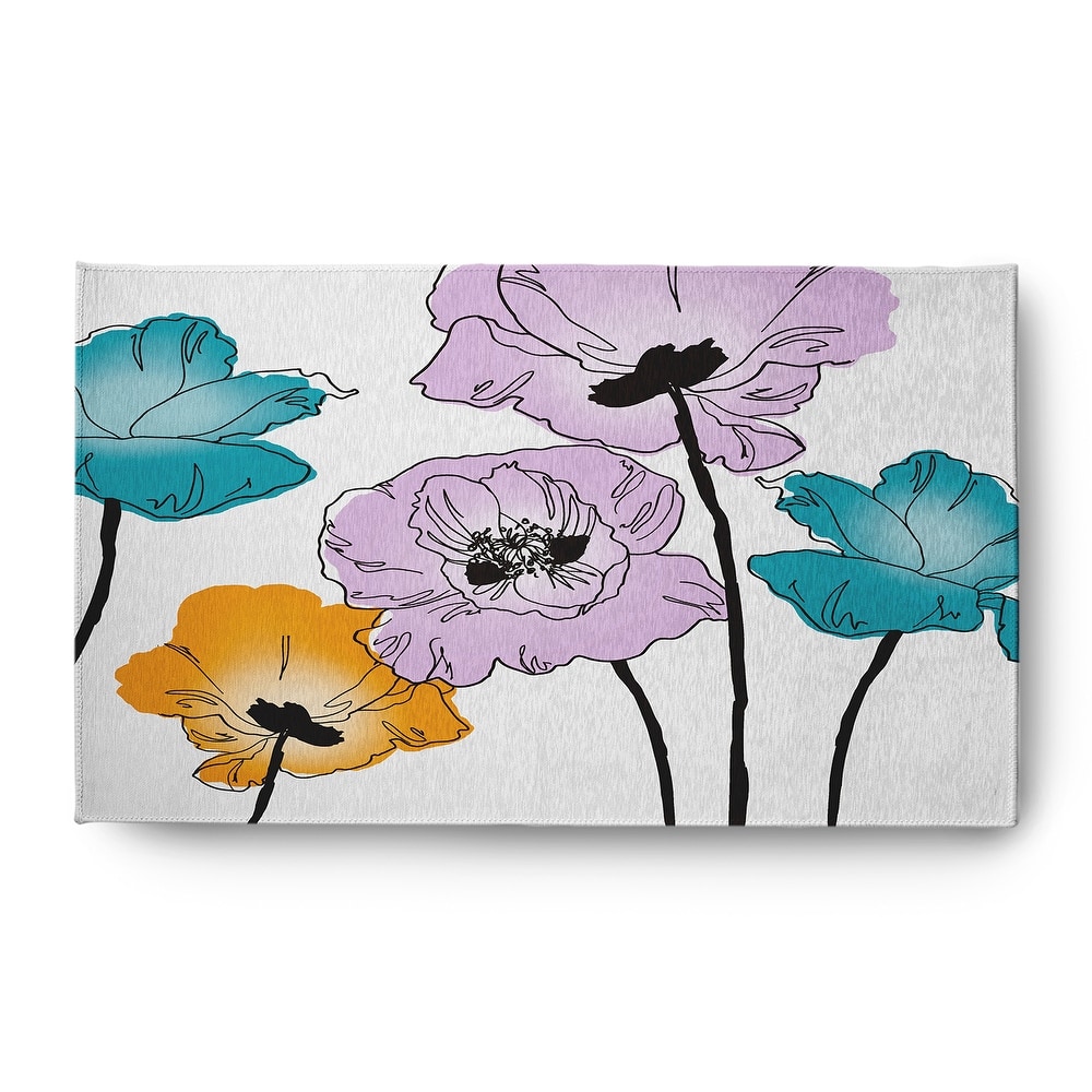 Popping Poppies Spring Chenille Indoor/Outdoor Rug
