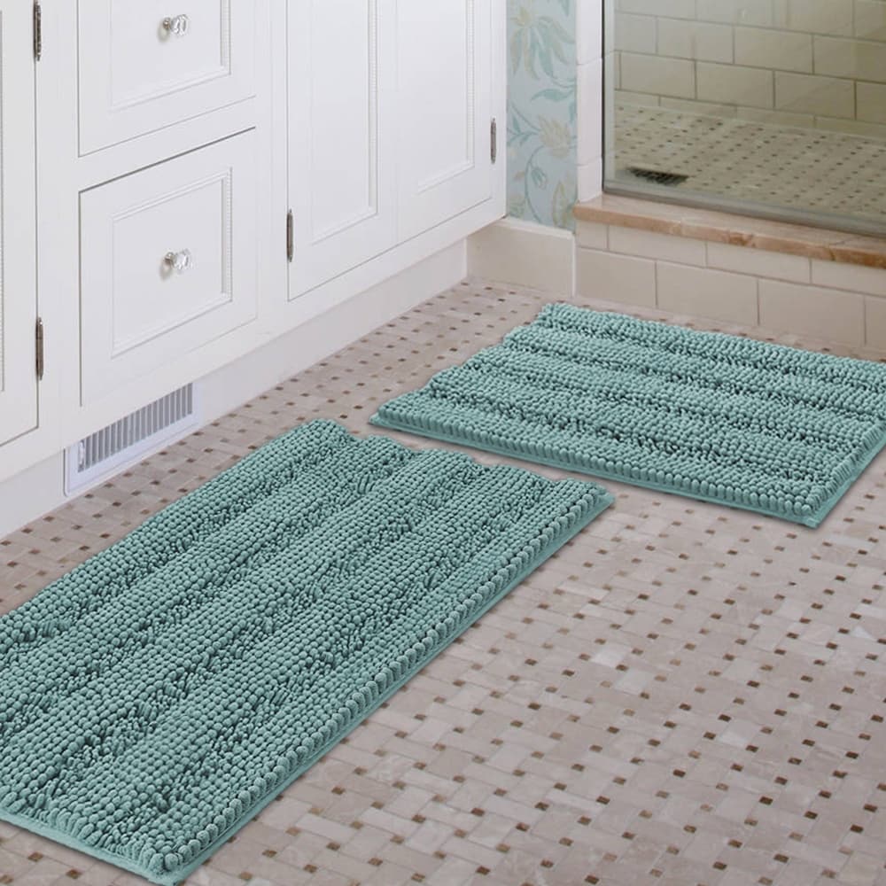 Turquoise Bathroom Rug Non Slip Chenille Bath Mat for Bathroom Thick Plush  Rugs for Shower Shaggy Bathroom Mat Machine Washable Bath Rug Perfect for Bathroom  Tub Mat, Size 47 X 17, Turquoise