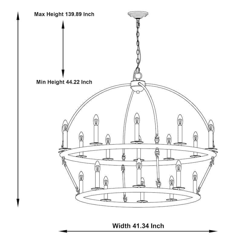 20 Light Wagon Wheel Candle Style Chandelier - 41.34"x41.34"x40.09"