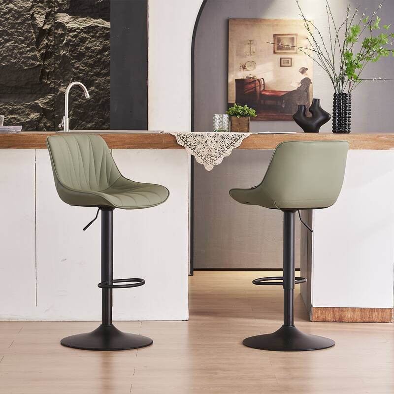 Adjustable Swivel Bar Stools Set of 2 Modern Upholstered Counter Stools