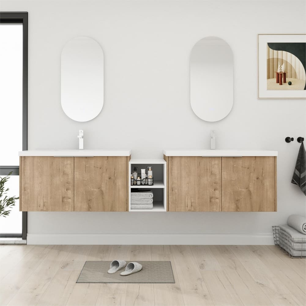 Bathroom Vanity With Sink In 24/36/48/60/72/84 Inch, Floating Bathroom Vanity With Soft Close Door and Shelf