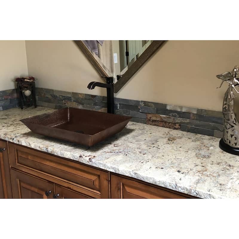 20-in Rectangle Vessel Hammered Copper Sink (VREC2014DB)