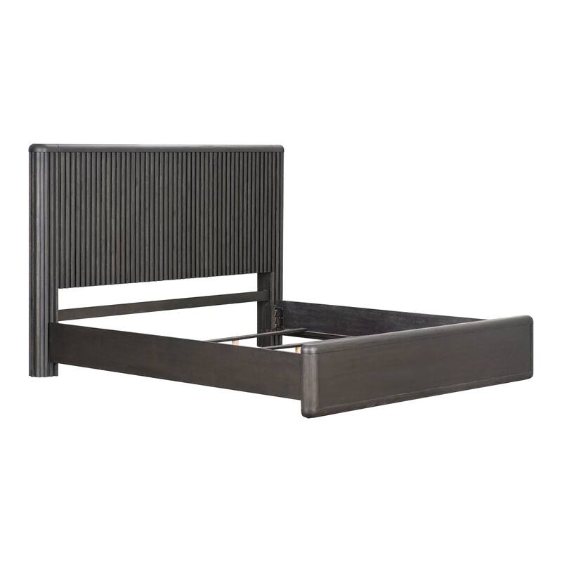 Furniture of America Caelan I Modern 3-Piece Black Solid Wood Fluted Panel Bedroom Set with Motion Light