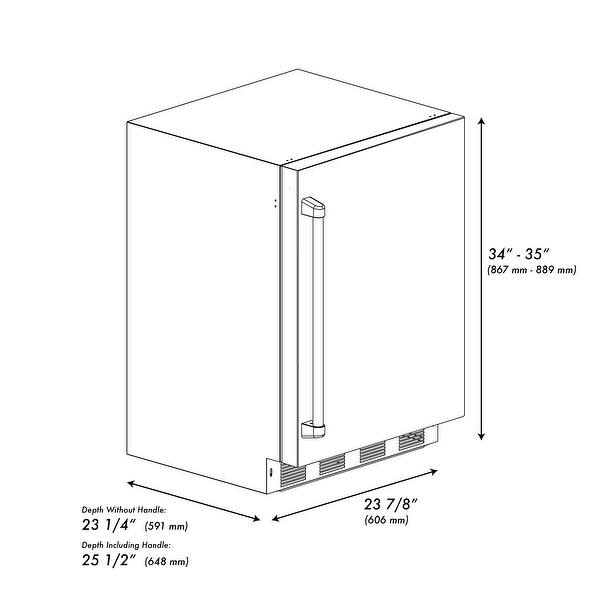dimension image slide 1 of 2, ZLINE 24 in. Touchstone 151 Can Beverage Fridge With Solid Stainless Steel Door
